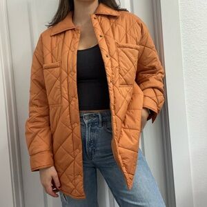 Billabong Orange Quilted Diamond Puffer Jacket